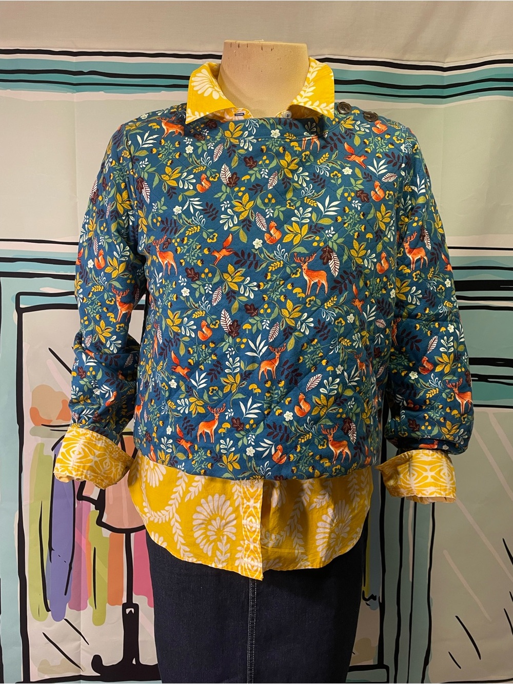 Talbots quilted woodland creatures sweatshirt